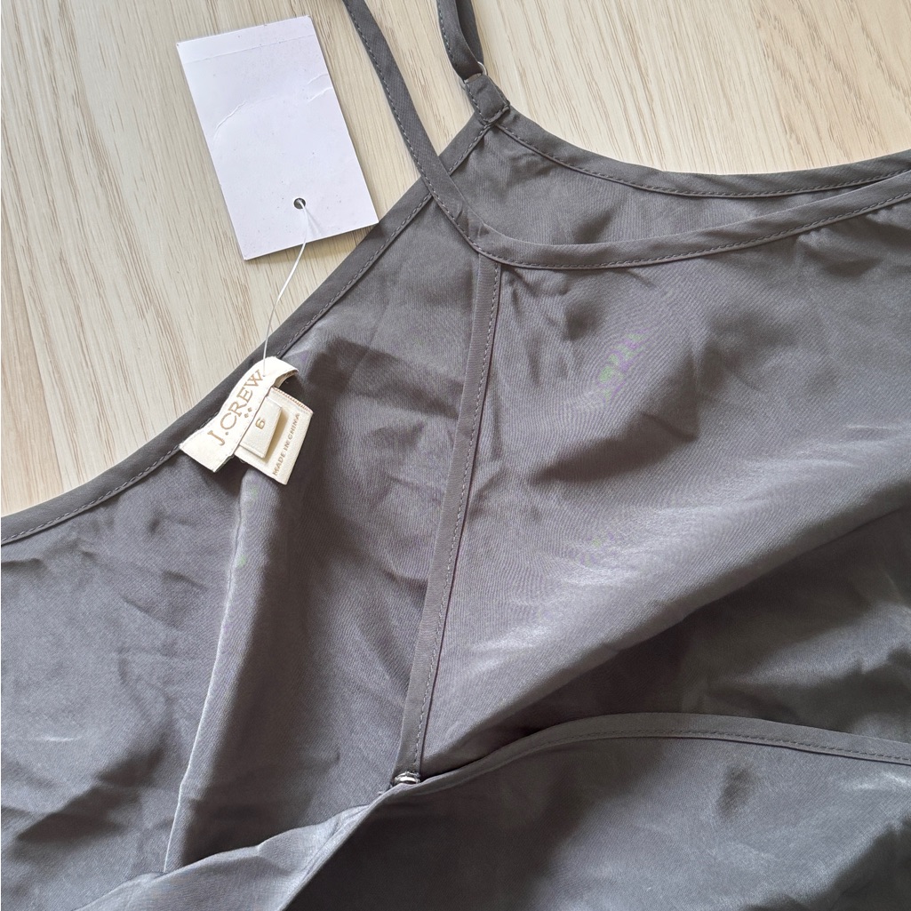 J. Crew Vintage Jumpsuit Grey Satin Cross Over Front Spaghetti Front 6 Nwt New